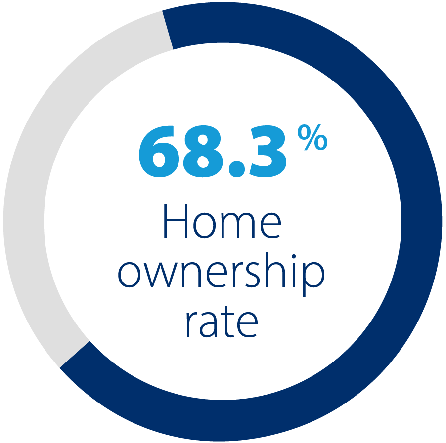 Pie chart showing 68.3% home ownership rate